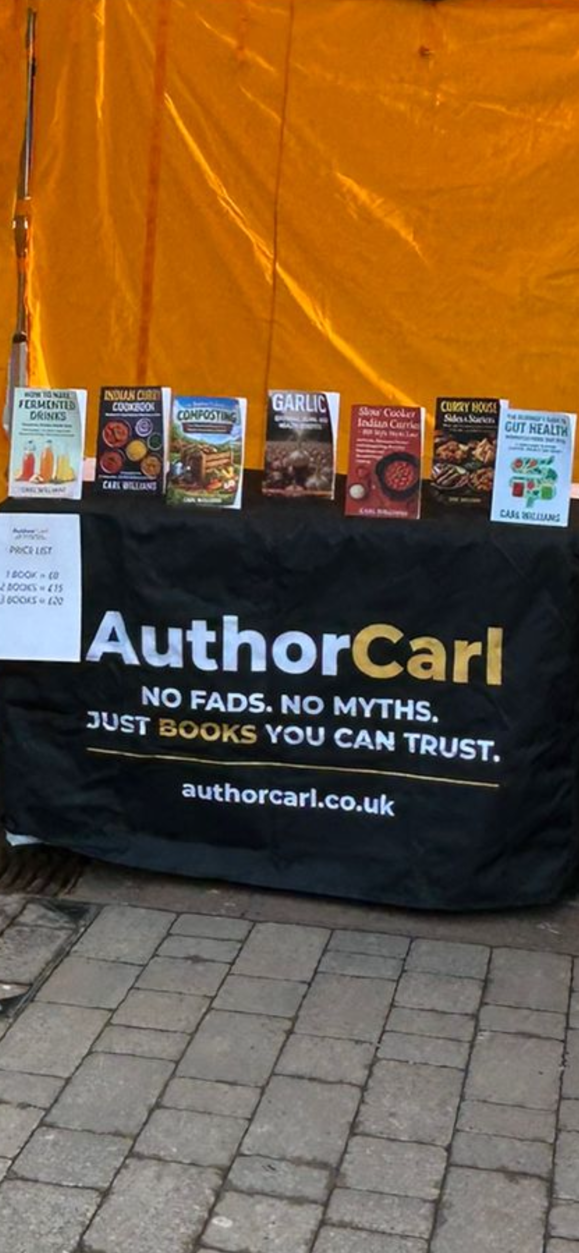 Display of Author Carl books at Ormskirk Market in West Lancashire