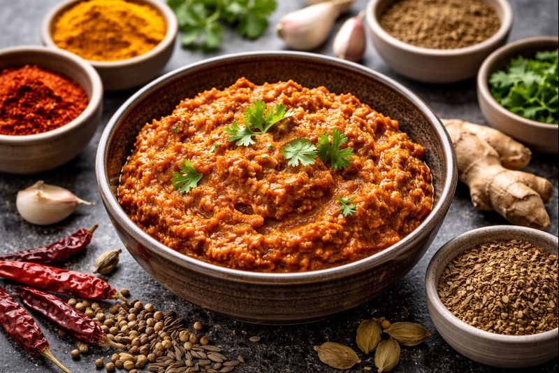 Homemade curry paste and spices