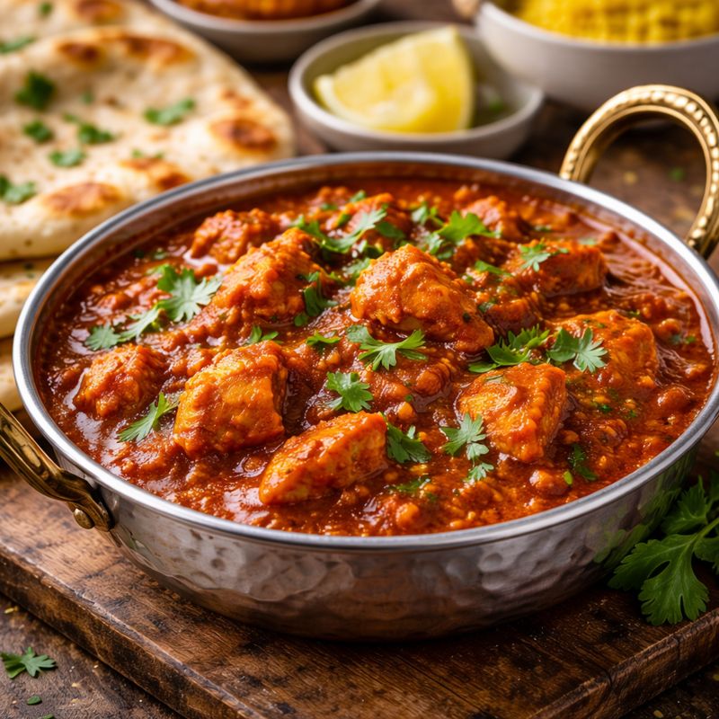 Takeaway-style Indian curry in a bowl