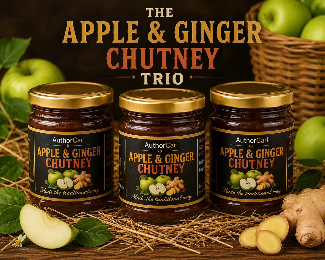 The Apple and Ginger Chutney Trio with three jars of chutney